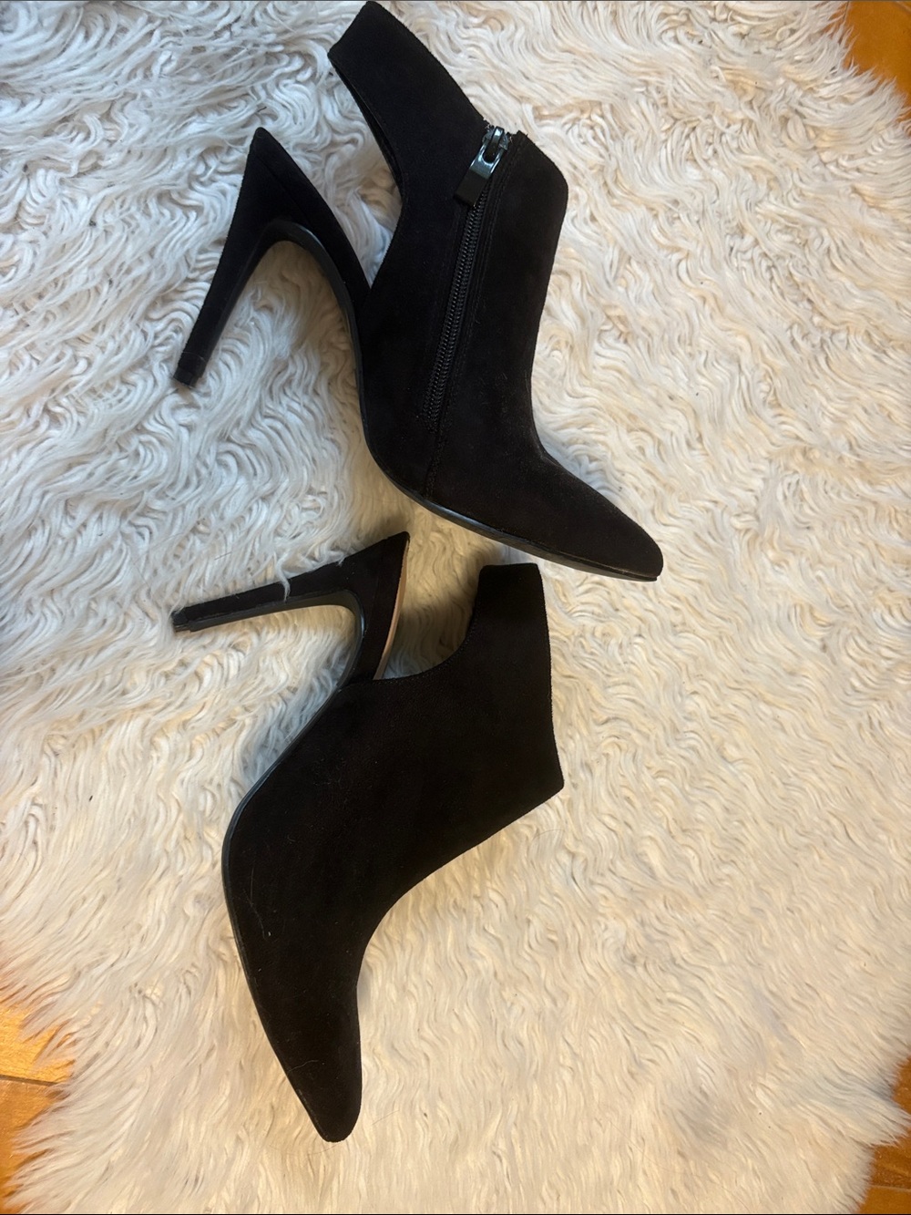 Black Suede High-Heel Ankle Booties